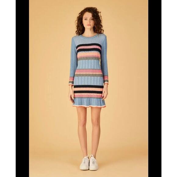 Tanya Taylor Beta Stripe Blue, Pink, Black Size Small - Picture 2 of 5